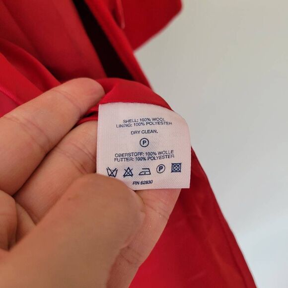 Lands' End 100% Wool Classic Red Women's Coat Long Buttons Pockets 8 M - Picture 4 of 8